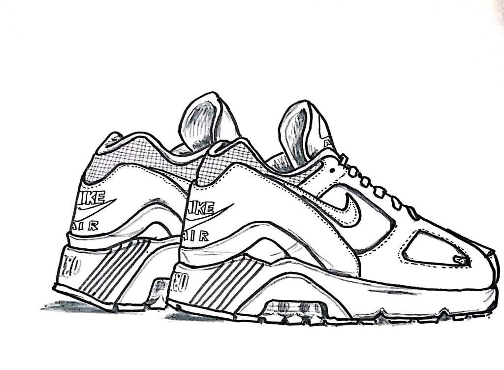 スニーカーぬり絵【筆ペン一発描き】画像ファイル50枚セット