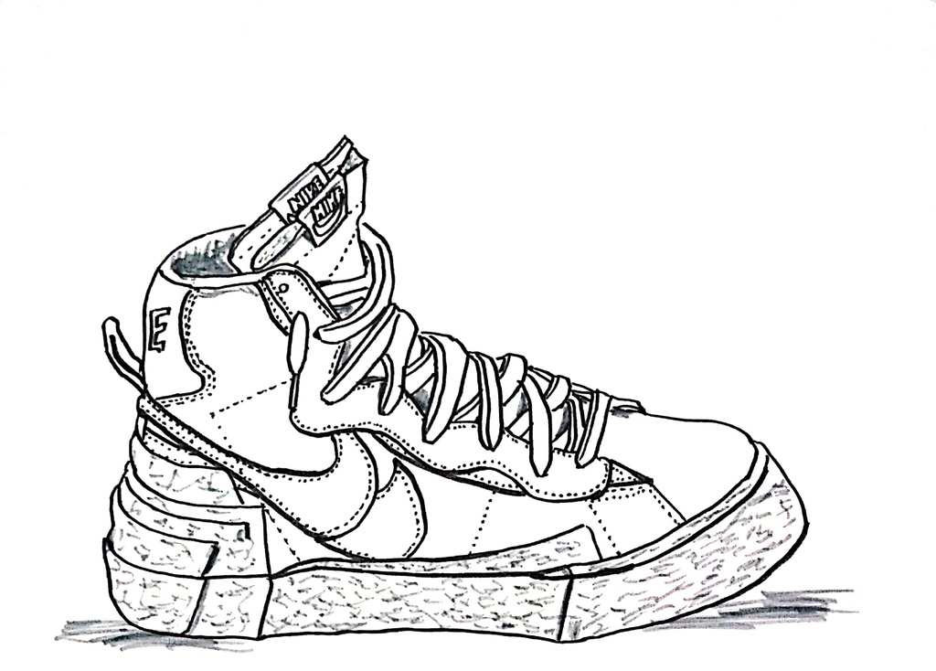 スニーカーぬり絵【筆ペン一発描き】画像ファイル50枚セット
