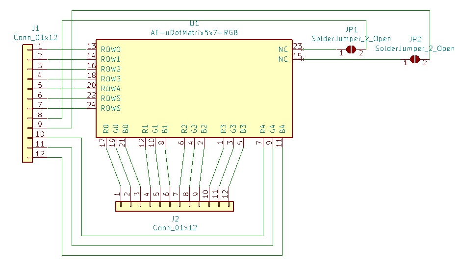 AE-uDotMatrix5x7-RGB ピッチ変換基板