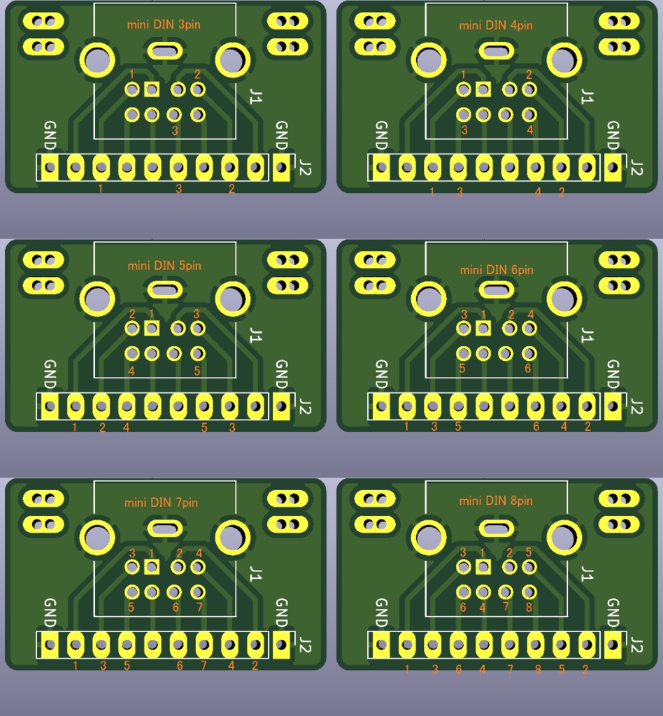 mini DIN 3～8pin ソケット ピッチ変換基板 - 試作品倉庫 - BOOTH