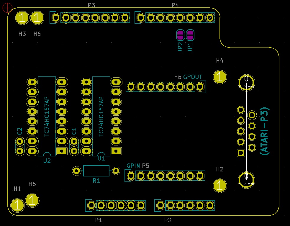 「USBコントローラ→ATARI変換機」変換モード追加アタッチメント用基板