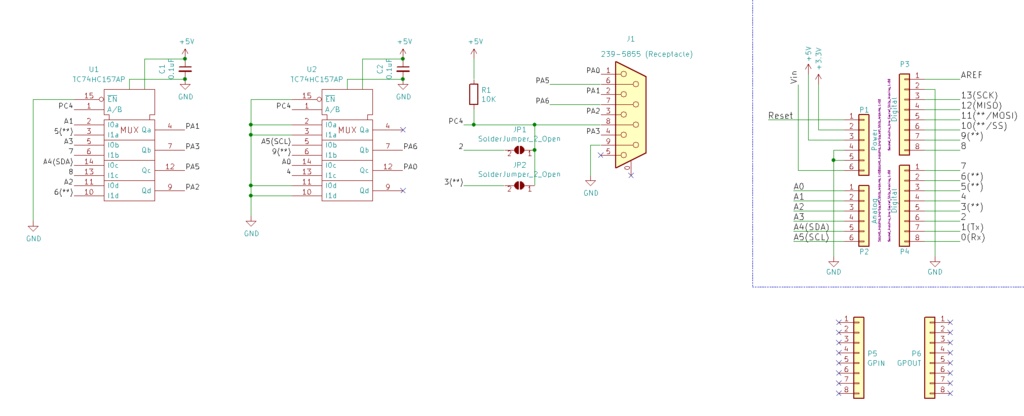 「USBコントローラ→ATARI変換機」変換モード追加アタッチメント用基板