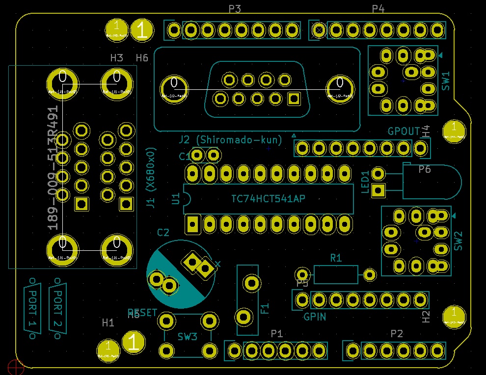 【在庫限り】USB joypad to X680x0 作成用基板 THT版