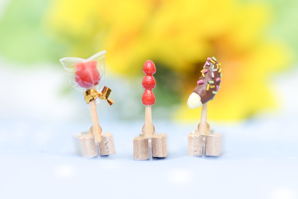 りんご飴・いちご飴・チョコバナナのミニチュア