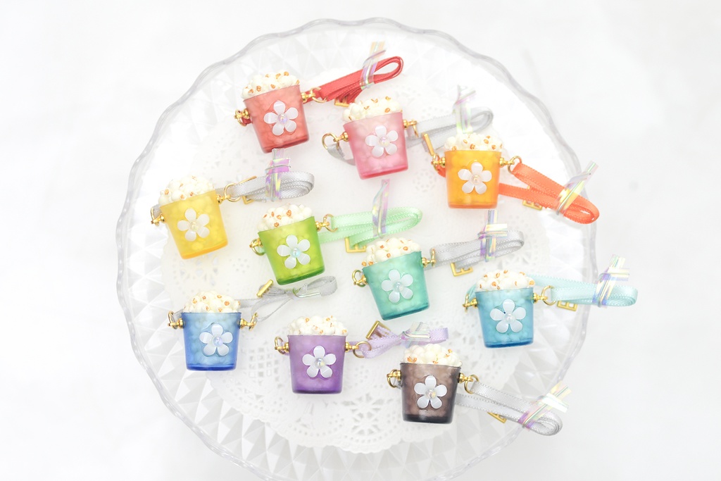 【紐カスタム】花ポップコーンバケット【購入1日以内に色+サイズをメッセージにお送りください】
