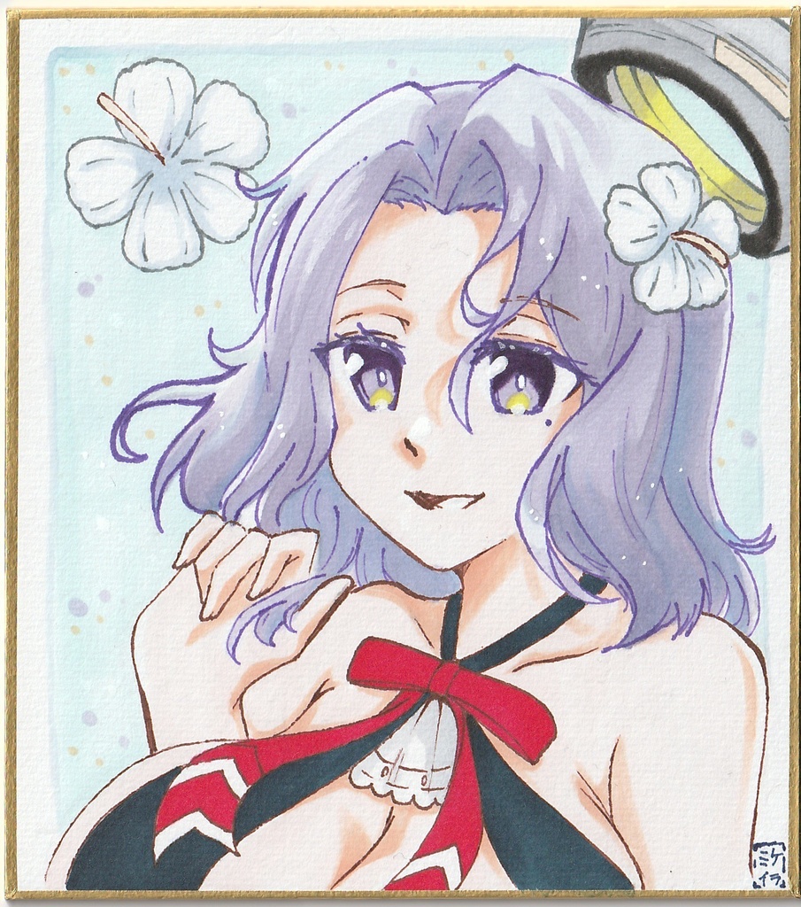 龍田さん～水着mode～ミニ色紙（13.6cm×12.1cm）