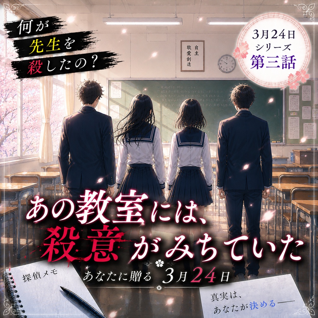 【協力型×GMなし】あなたに贈る3月24日:教室【マーダーミステリー】