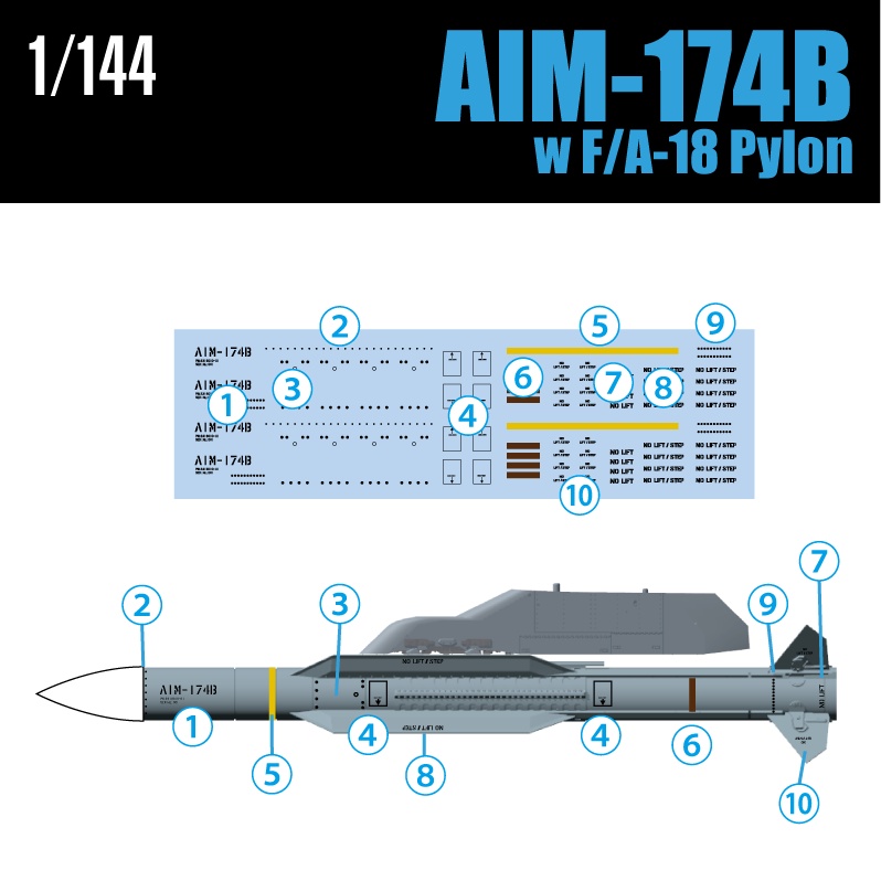 1/144 AIM-174B F/A-18パイロン x2set コーションデカール付き(国内送料無料)