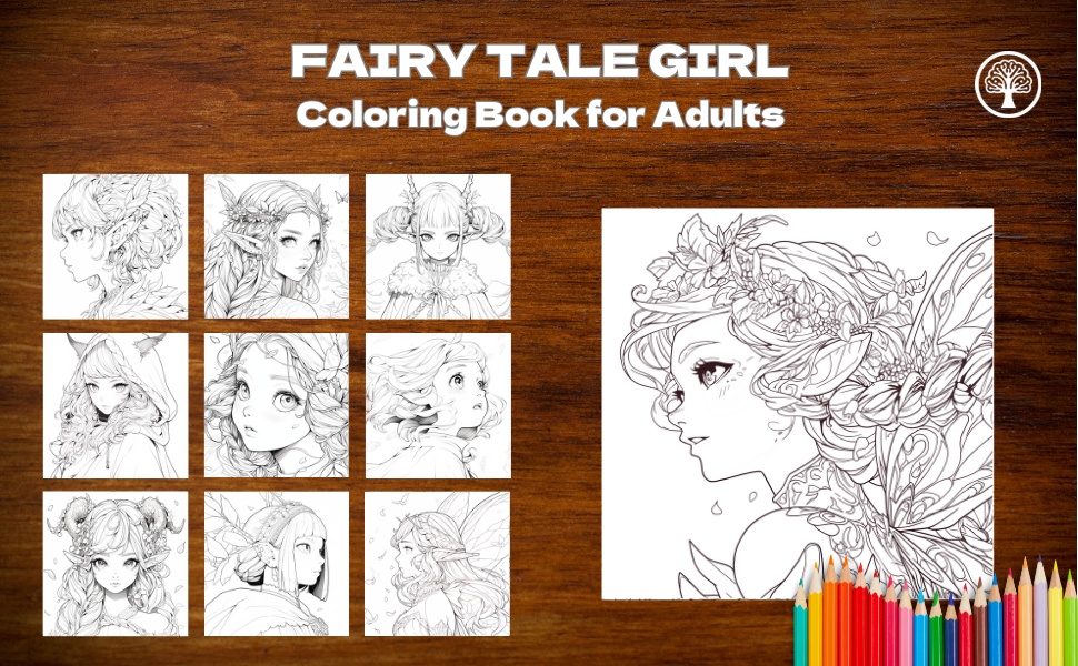 童話に登場する女の子の大人向けの塗り絵