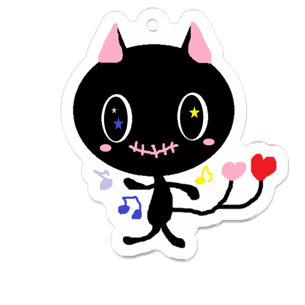 星と音色のくろぬこ（アクリルキーホルダー）