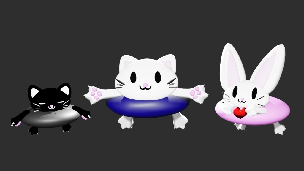 猫帽子「白猫のカモンベール、黒猫のスヤァベール、白兎のハートベール」