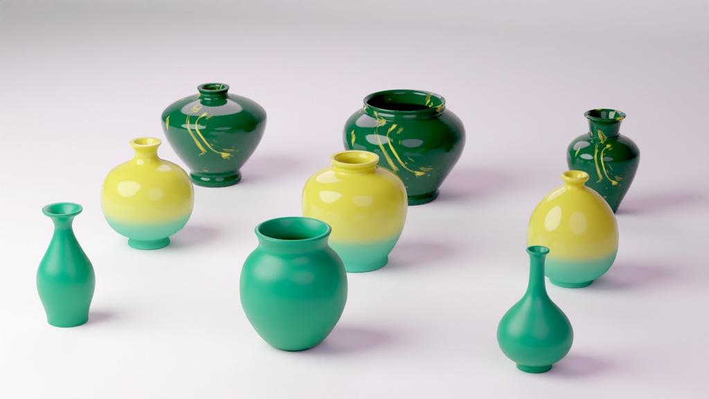 【Blender】壺/花瓶 (3Dモデル素材)