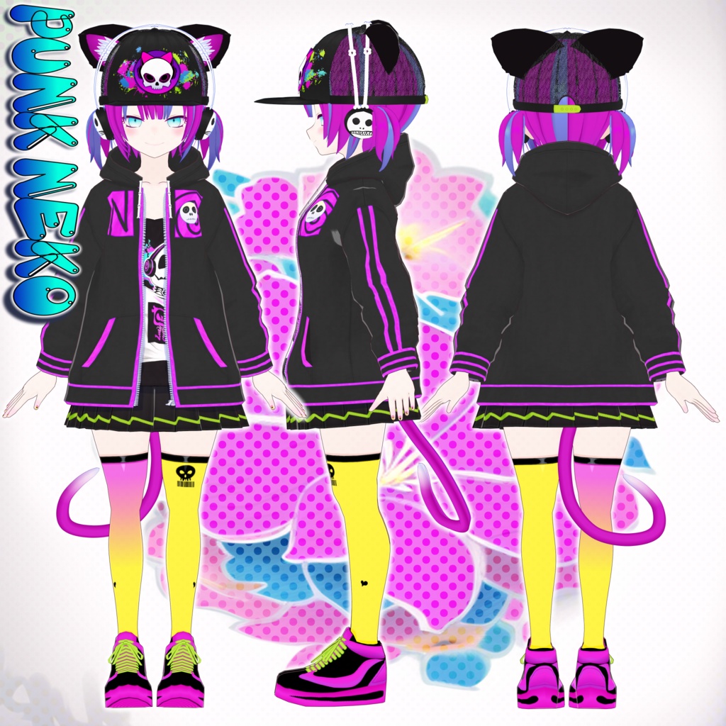 【VroidStudio】パンク猫子(仮称)【VRM】