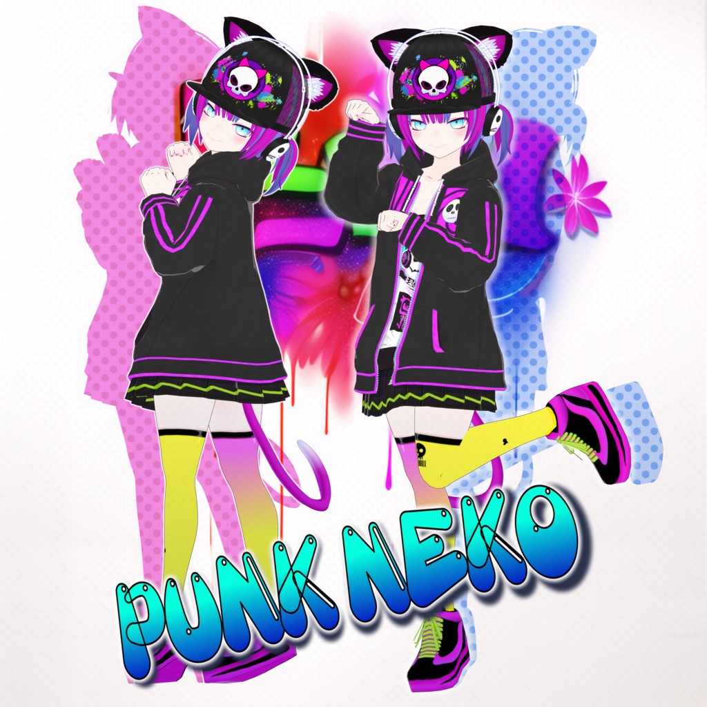 【VroidStudio】パンク猫子(仮称)【VRM】