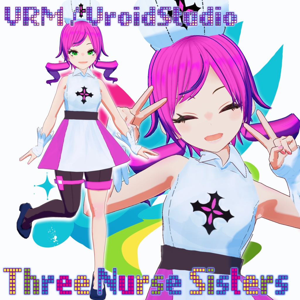 【VroidStudio】ナース三姉妹 次女+三女