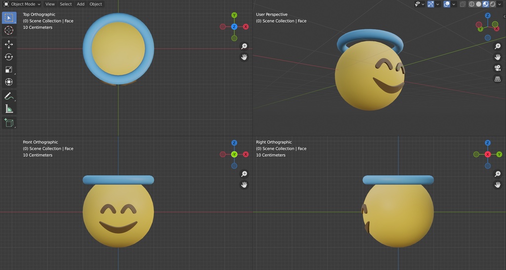 😇/天使の輪がついた笑顔/smiling face with halo/U+1F607