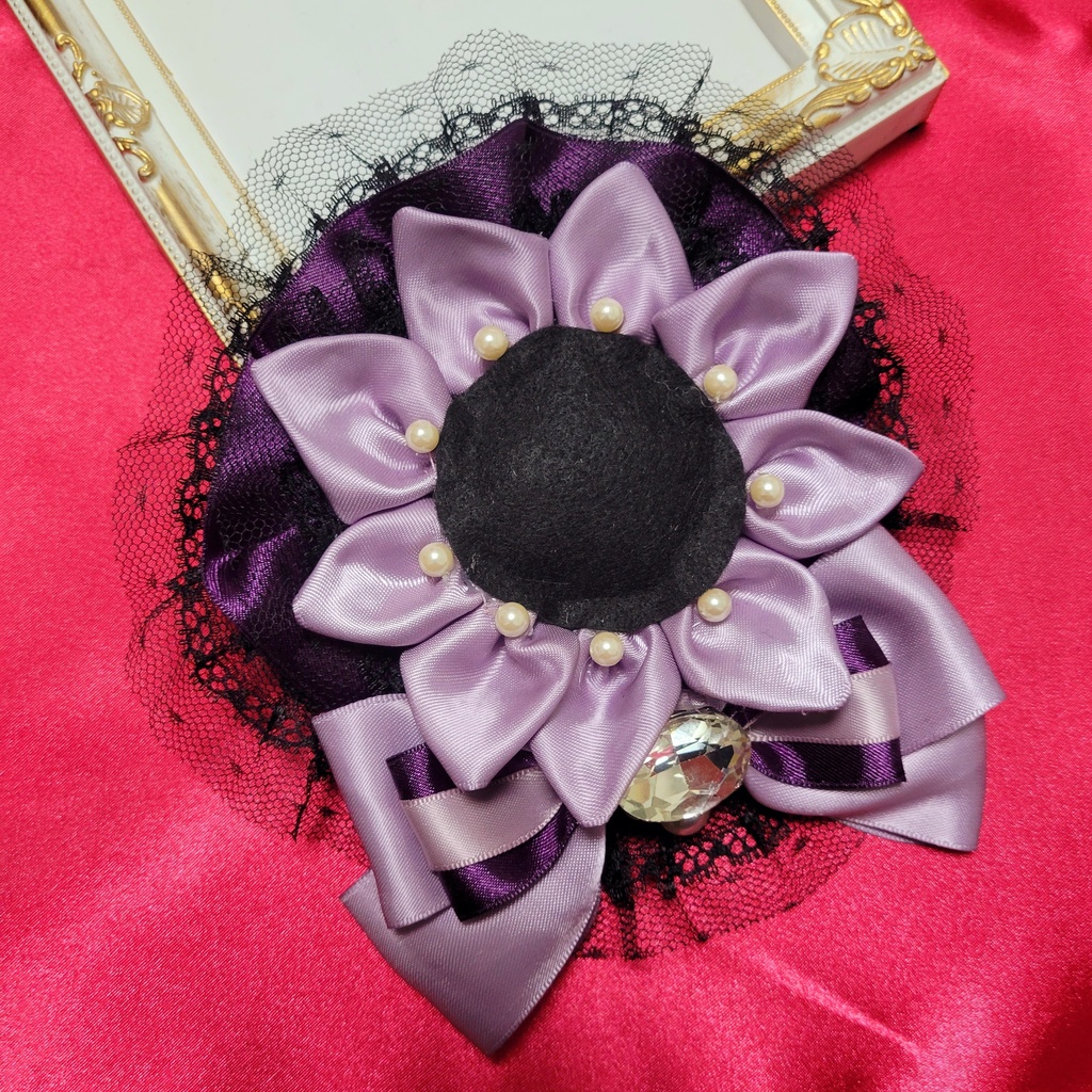 缶バッジ用  ロゼット  紫×黒