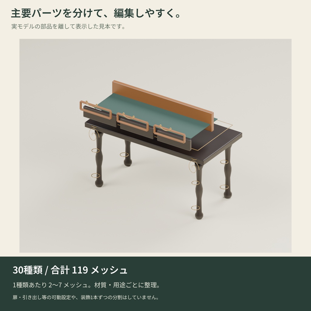 【3D素材】書斎の室内を作る家具・装飾30種|アンティーク書斎