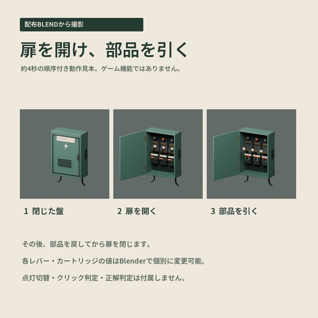 【3Dモデル・可動部品】探索ゲームに置く電源復旧の操作盤|夜更けの復旧盤