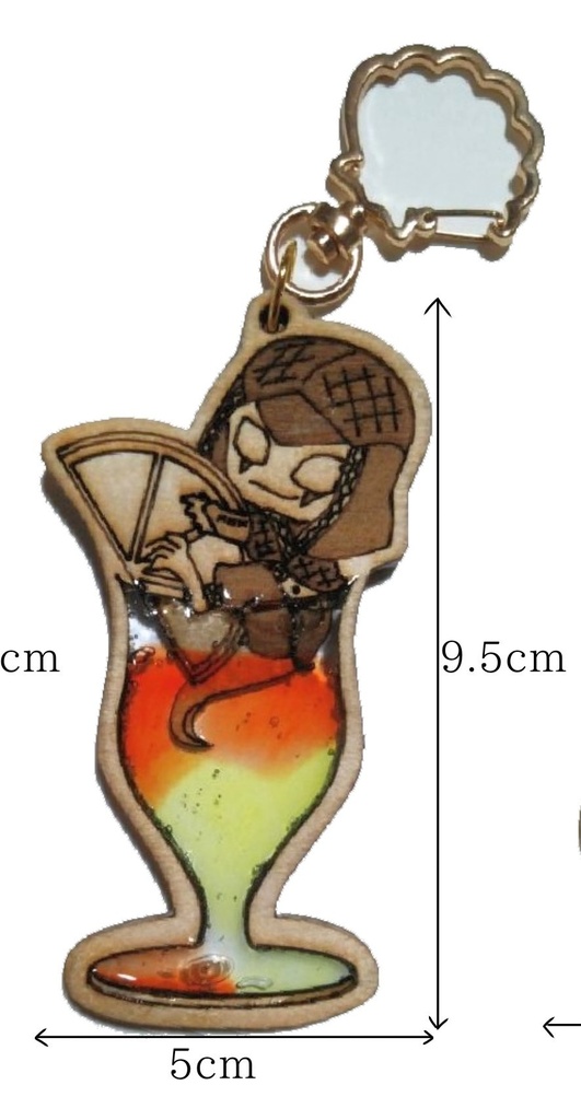 第五人格 魔トカゲ 木製キーホルダー(水色×青水玉)