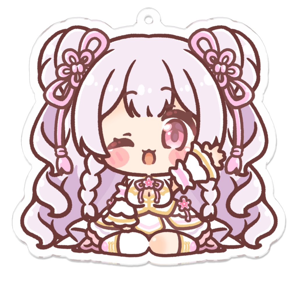 兎花白もちアクリルキーホルダー 挨拶