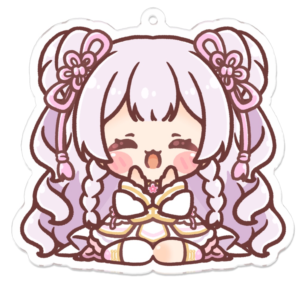 兎花白もちアクリルキーホルダー　うれしい