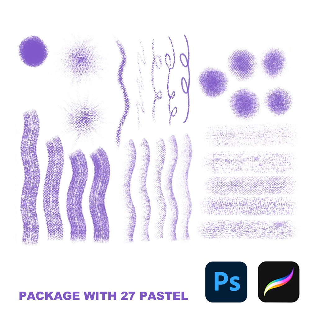 Procreate/PS パステル風ブラシ27種