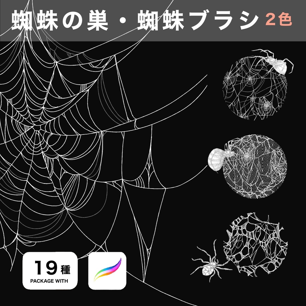 Procreate用 蜘蛛 · 蜘蛛の巣ブラシ