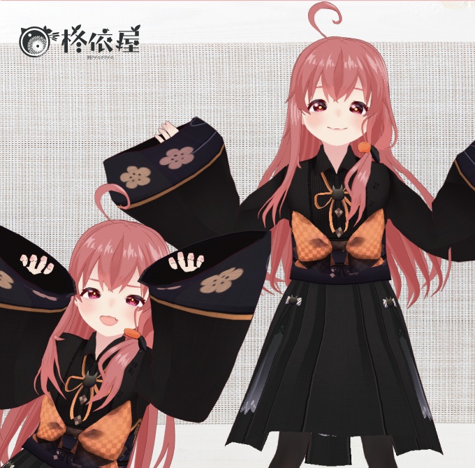 【VRoid】ハロウィン袴風ワンピース -Halloween Hakama Style Dress-