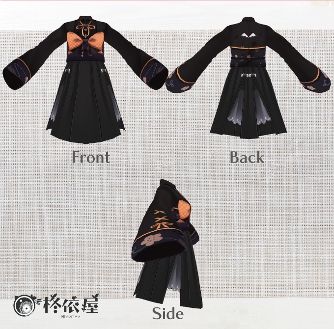 【VRoid】ハロウィン袴風ワンピース -Halloween Hakama Style Dress-