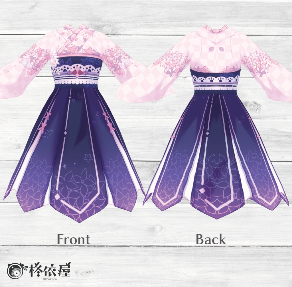 【VRoid】あじさい雨着物 -Hydrangea Kimono-