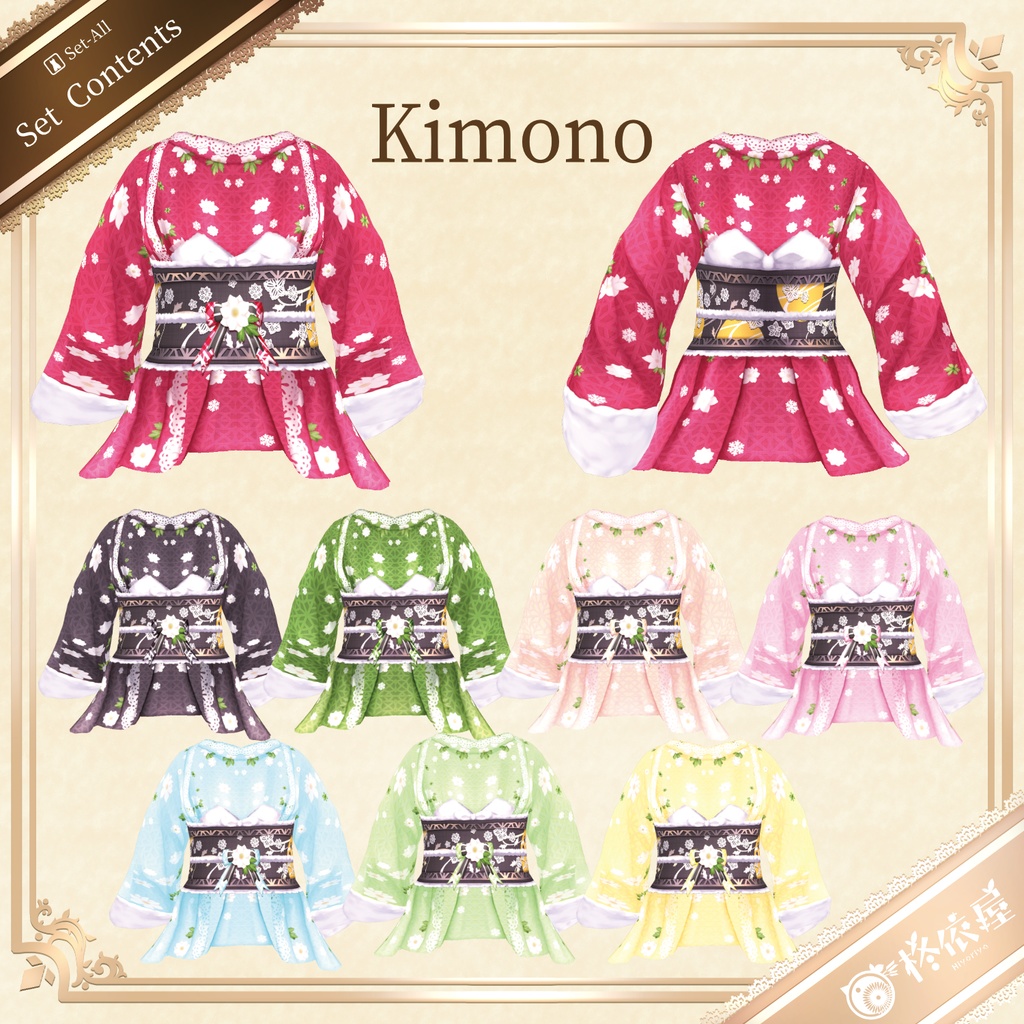 【VRoid】浪漫着物 ノエルローズ|Romantic Kimono Noël Rose