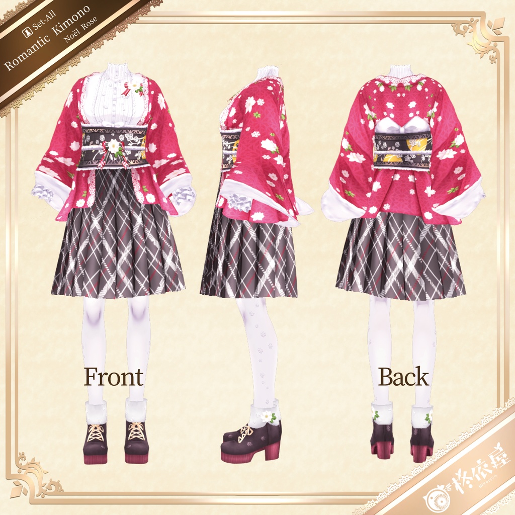 【VRoid】浪漫着物 ノエルローズ|Romantic Kimono Noël Rose