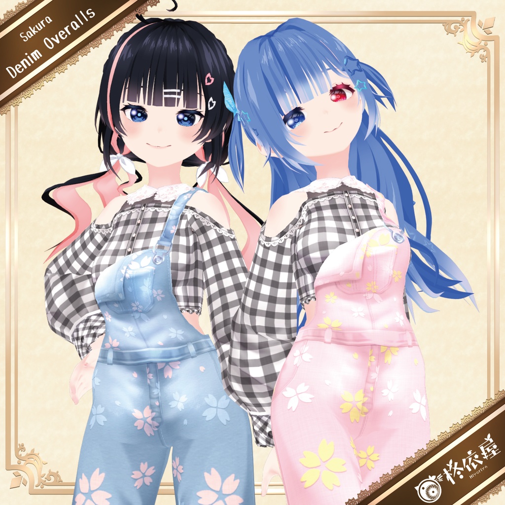 【VRoid】お花見オーバーオール｜Sakura Denim Overalls　
