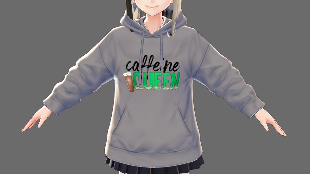 2 piece Caffeine Queen mini t-shirt and hoodie VROID CLOTHES