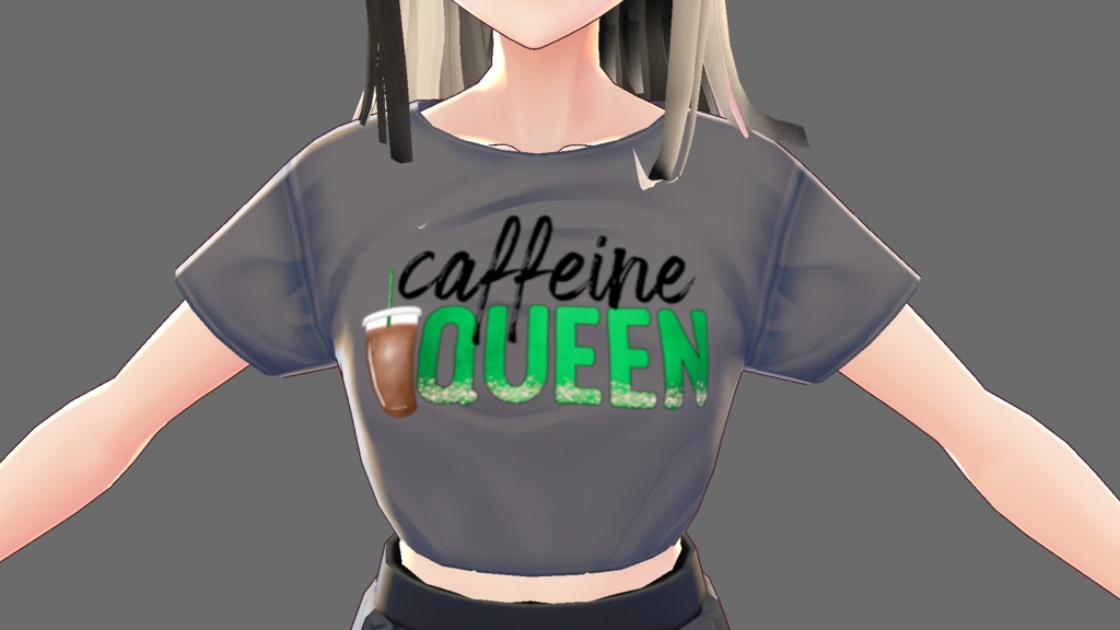 2 piece Caffeine Queen mini t-shirt and hoodie VROID CLOTHES