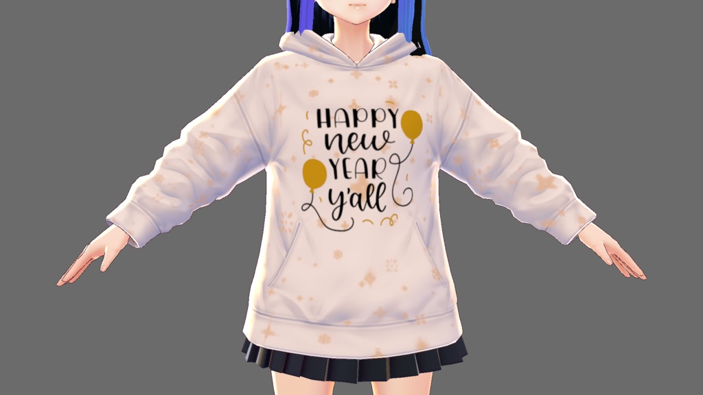 2 piece New Year Phrases VROID hoodies texture