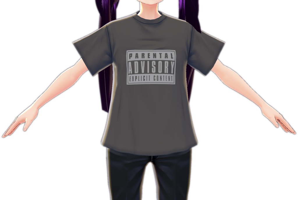 3 Piece "Parental Advisory" Black with Gray logo VROID hoodie, mini t-shirt and t-shirt