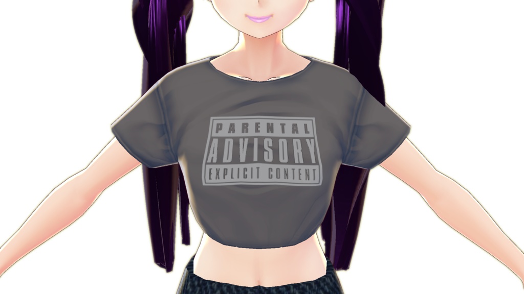 3 Piece "Parental Advisory" Black with Gray logo VROID hoodie, mini t-shirt and t-shirt