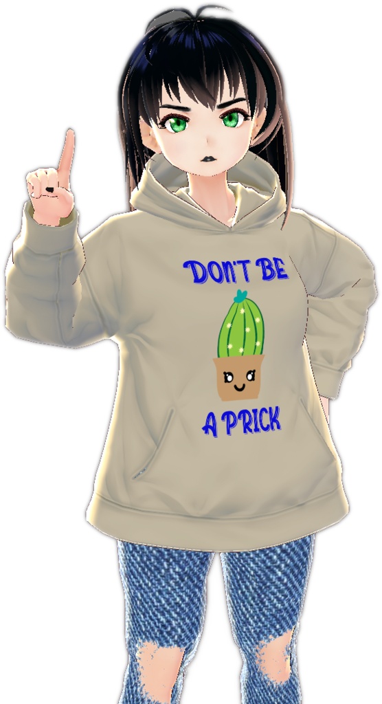 3 piece Cactus "Don't be a Prick" VROID hoodie, mini t-shirt, t-shirt