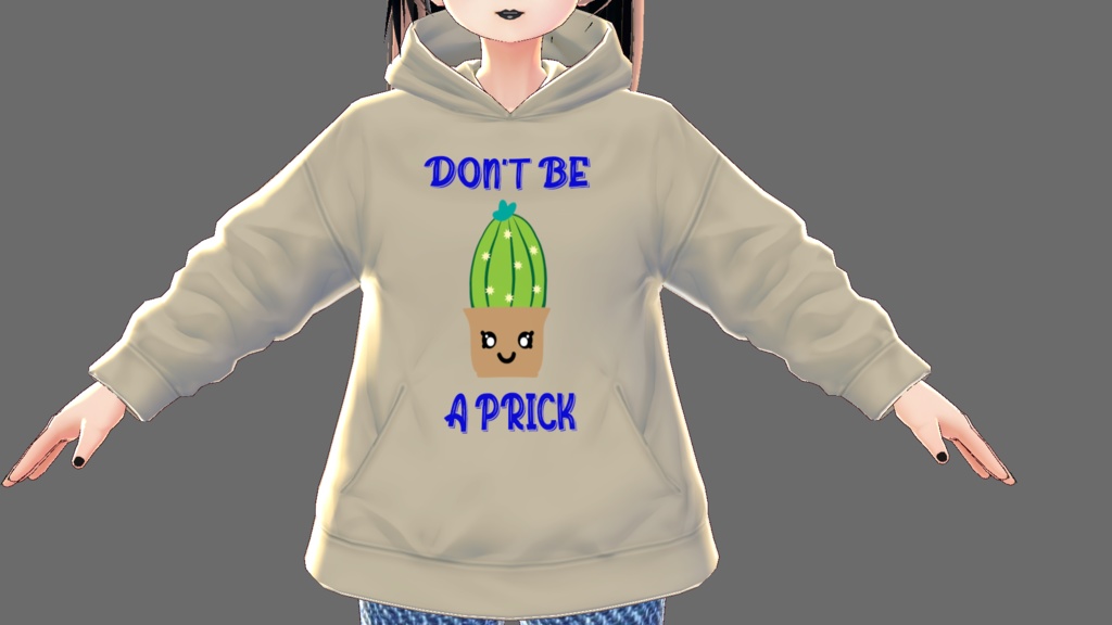 3 piece Cactus "Don't be a Prick" VROID hoodie, mini t-shirt, t-shirt
