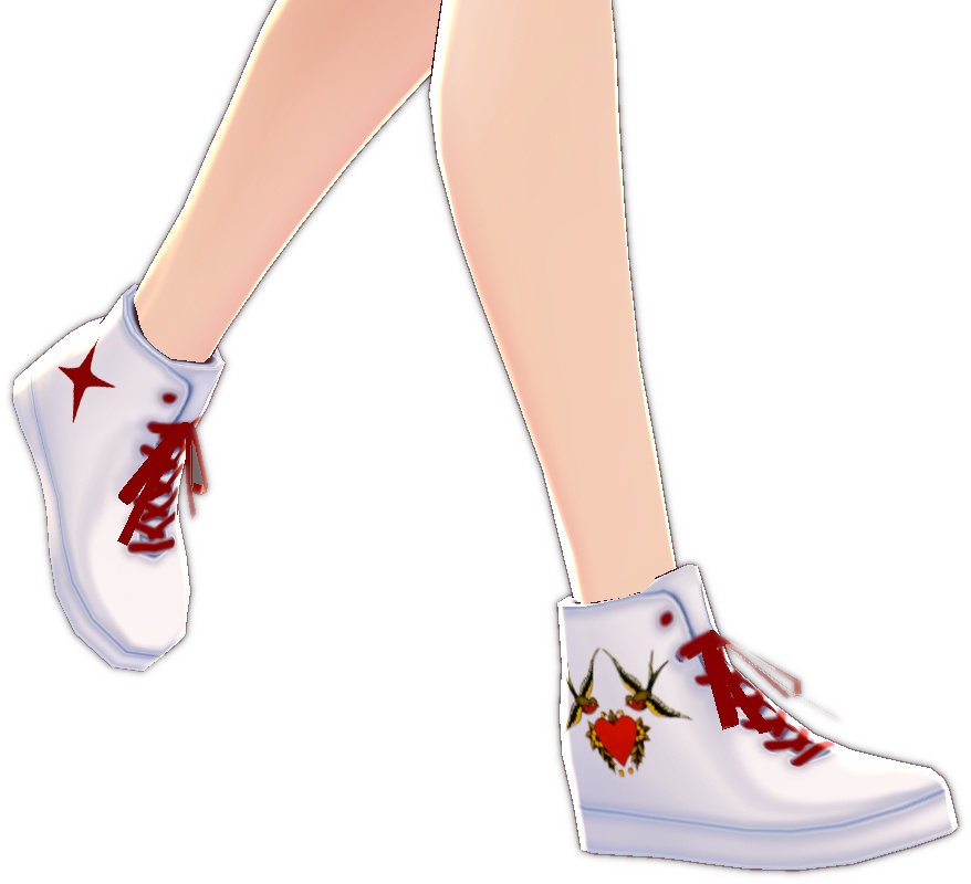 Tattoo Bird Shoes - VROID hi-cut shoe texture