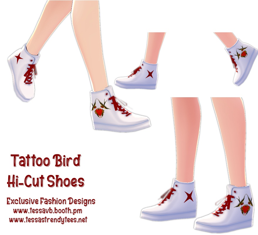 Tattoo Bird Shoes - VROID hi-cut shoe texture