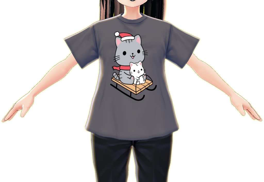 Kawaii Cat Riding Sled VARIATIONS vroid textures