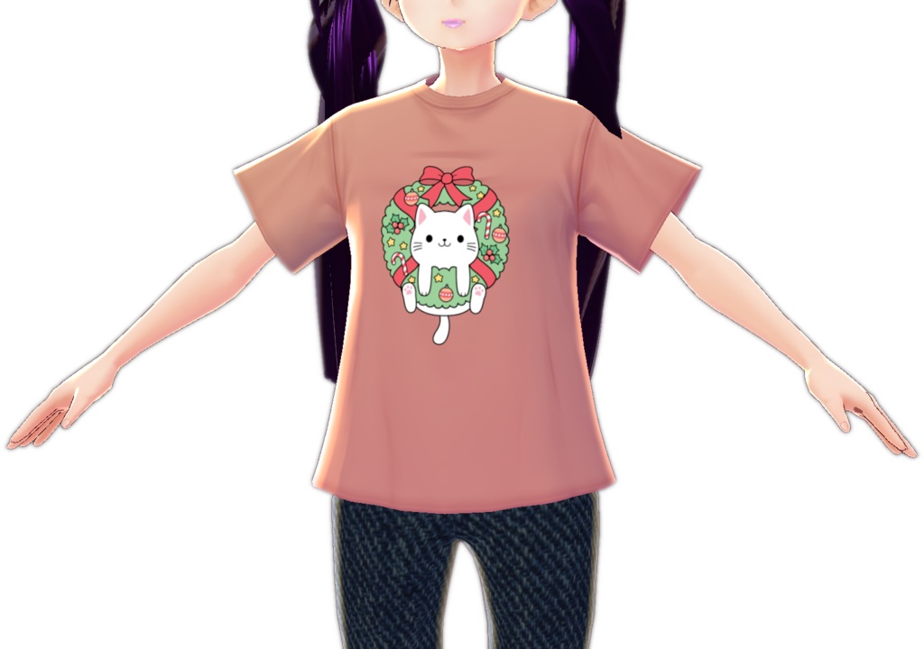 Kawaii Cat in a Christmas Wreath VARIATIONS vroid textures