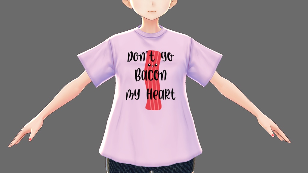 Kawaii "Don't go Bacon my Heart" 3 piece VROID textures