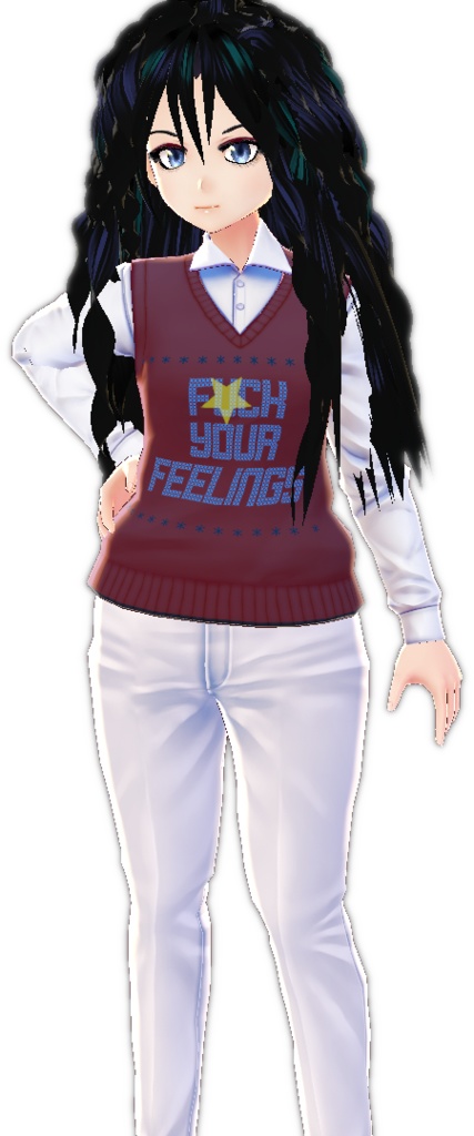 Not-So-Jolly "F*ck Your Feelings" Holiday Sweater VROID LONG SLEEVE VEST texture