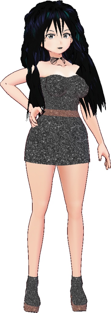 Little Black Dress VROID textures Body + Pencil Skirt + Shoes
