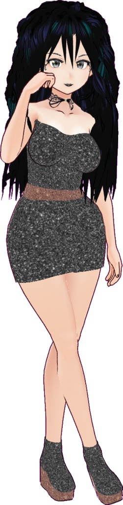 Little Black Dress VROID textures Body + Pencil Skirt + Shoes