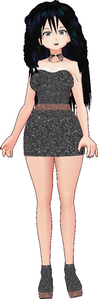 Little Black Dress VROID textures Body + Pencil Skirt + Shoes